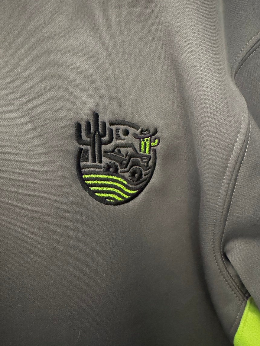 Sport-Tek Sport-Wick Fleece Colorblock Hooded Pullover Dark Gray/Lime